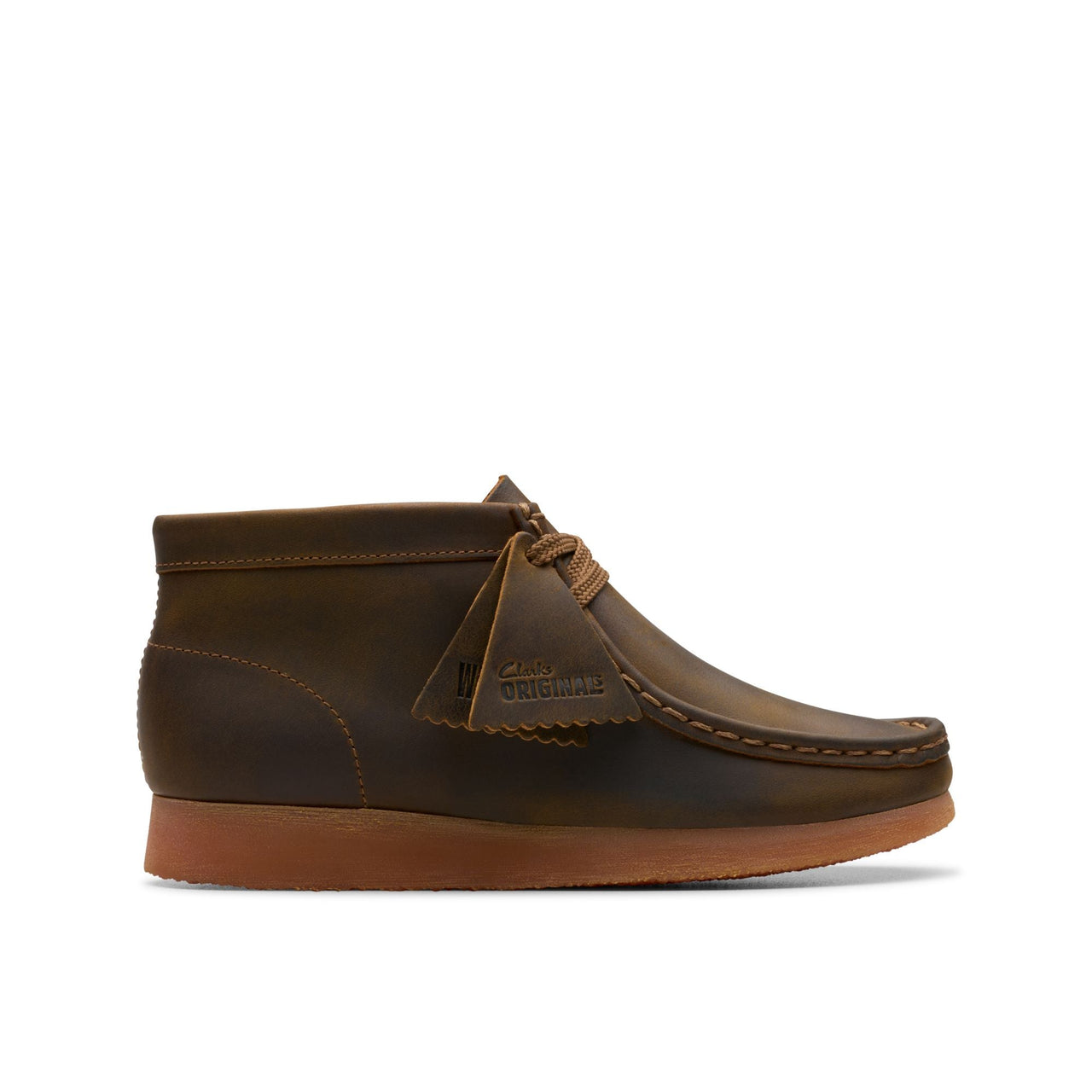 Kids Clarks Wallabeebooto in classic brown suede for outdoor adventures