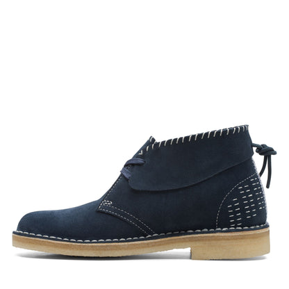 [26168787] WOMENS CLARKS DESERT BOOT NAVY SASHIKO