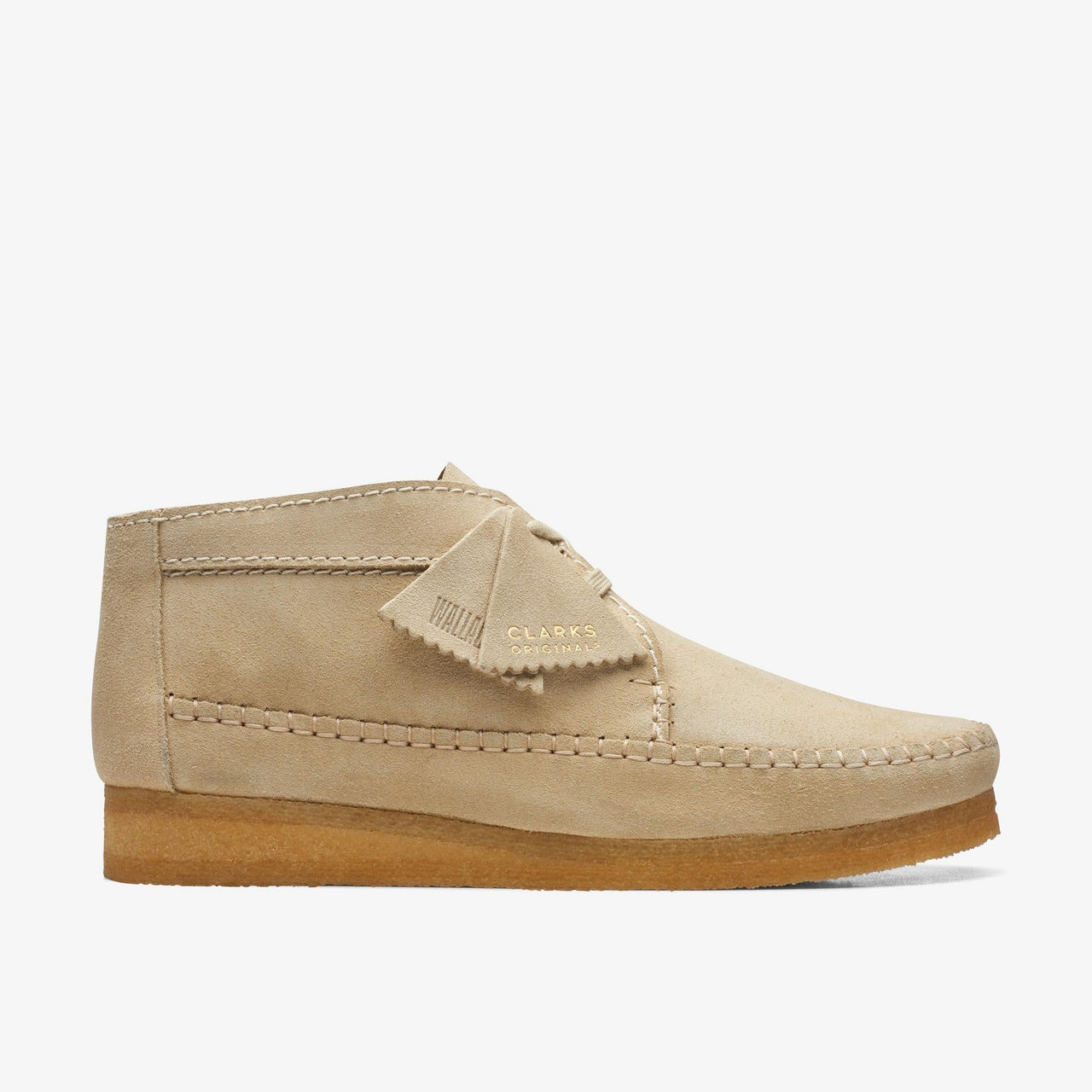 Men's Clarks Weaver Boot in Maple Suede - Front View with Laces 