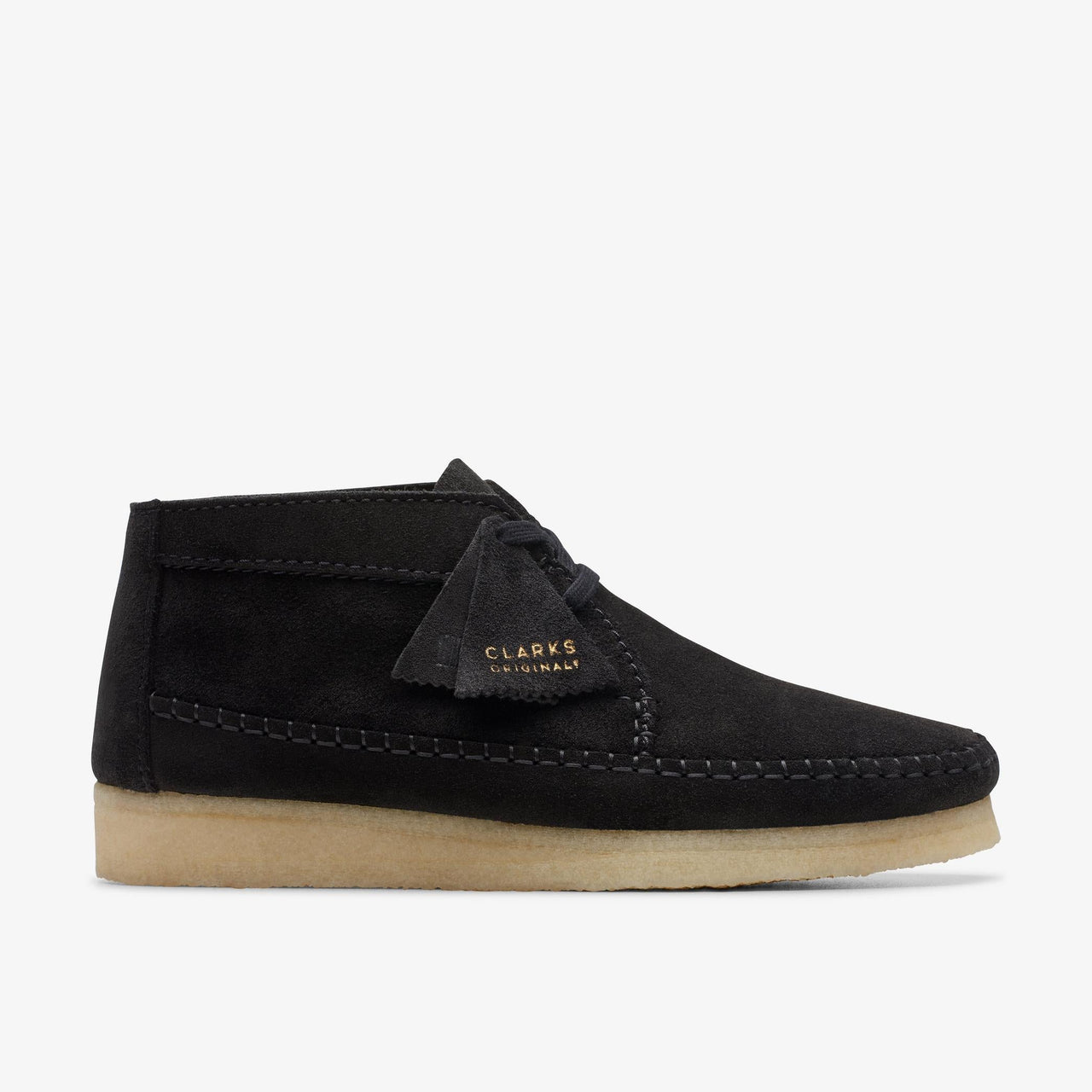 Mens Clarks Weaver Boot in Black Suede, front view