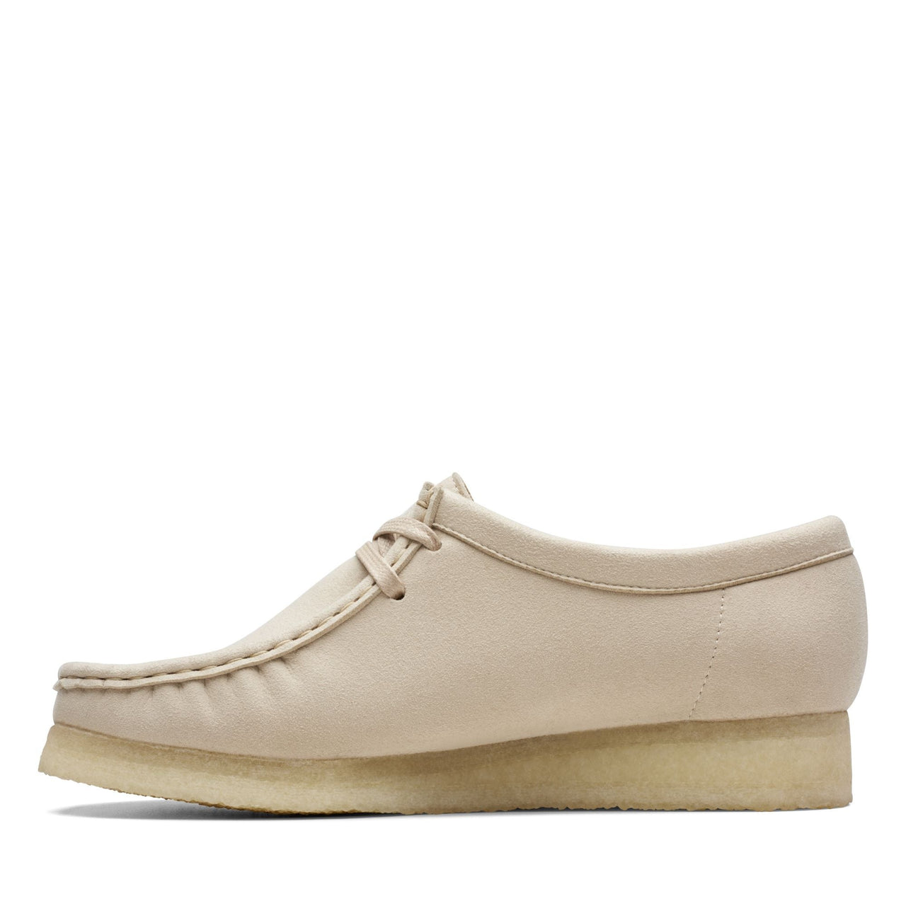 Side view of WOMENS CLARKS WALLABEE highlighting the classic design