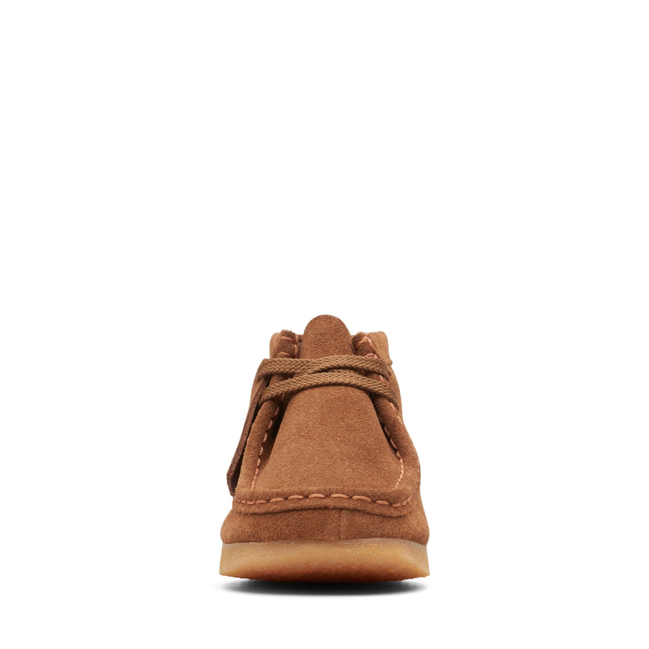 Kids Clarks Wallabeebooto with adjustable laces for a secure fit