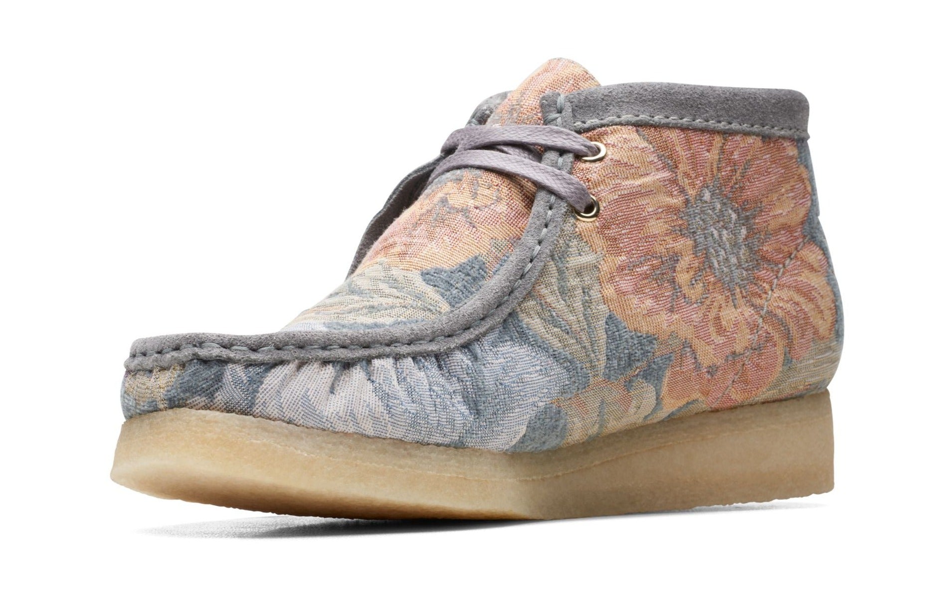 [26169842] Womens Clarks WALLABEE BOOT BLUE FLORAL
