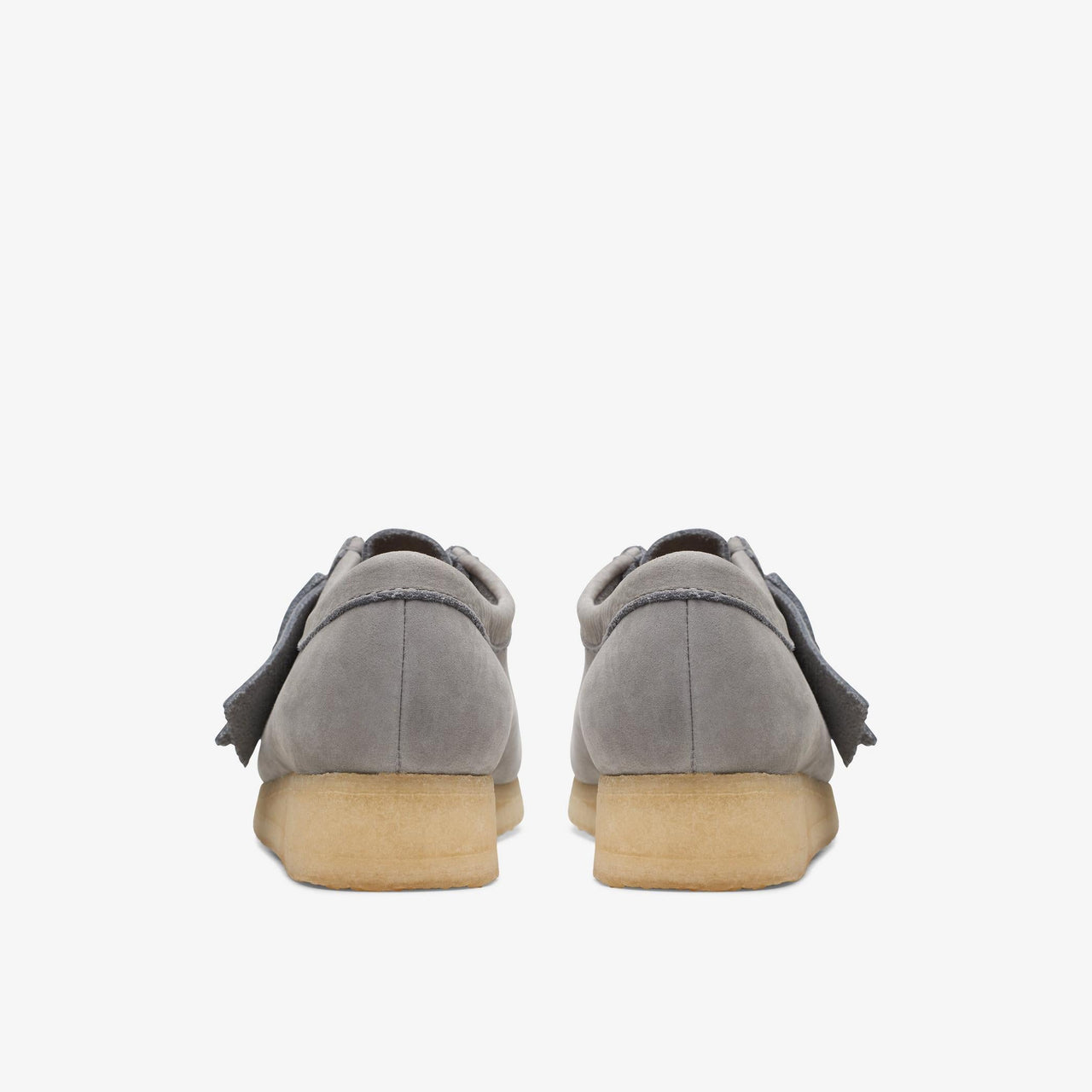 Stylish and comfortable womens Clarks Wallabee shoes in grey nubuck material