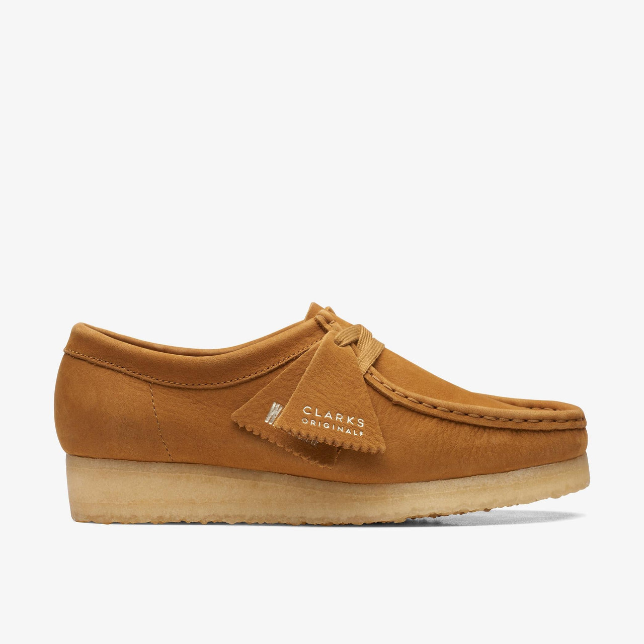 [26169923] Womens CLARKS WALLABEE - BROWN shoes on a white background, showcasing the rich brown color and classic Wallabee design