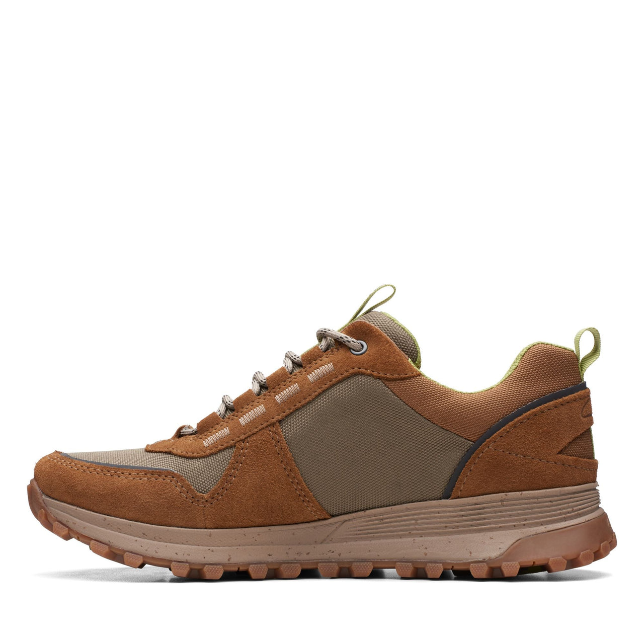 Detailed shot of the lace-up closure and breathable upper of Mens Clarks Atltrekwalkwp shoes