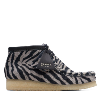 [26172717] WOMENS CLARKS WALLABEE BOOT ZEBRA PRINT