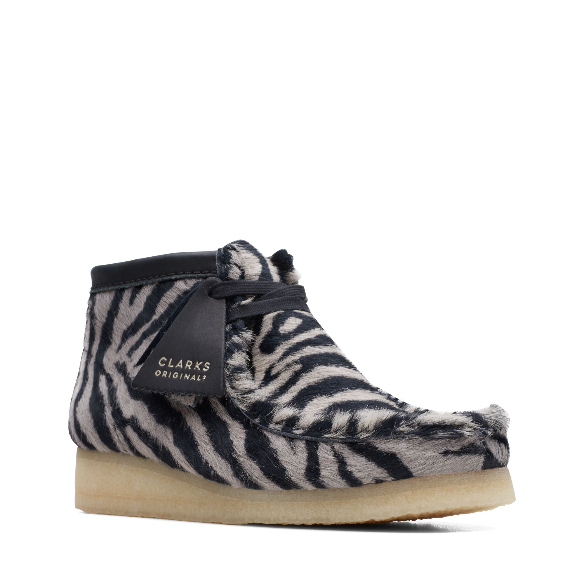 [26172717] WOMENS CLARKS WALLABEE BOOT ZEBRA PRINT