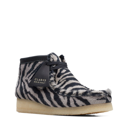 [26172717] WOMENS CLARKS WALLABEE BOOT ZEBRA PRINT