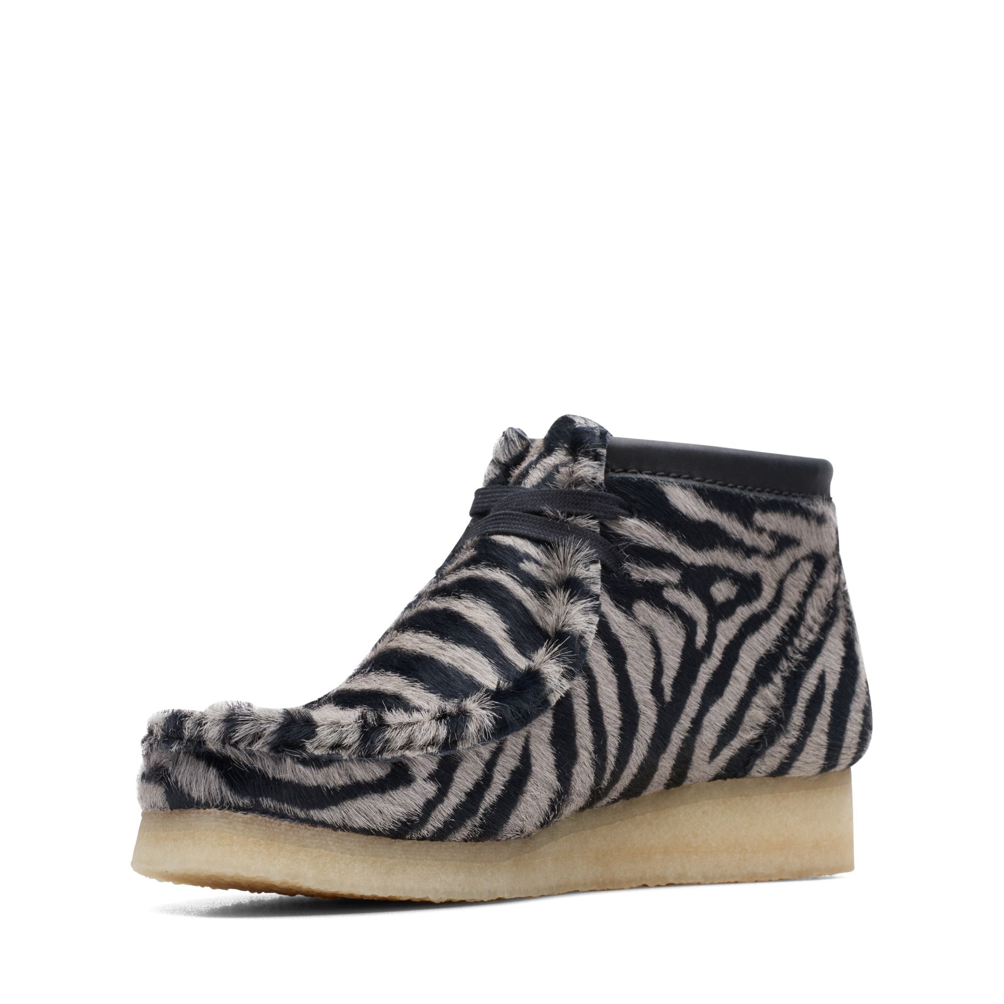 [26172717] WOMENS CLARKS WALLABEE BOOT ZEBRA PRINT