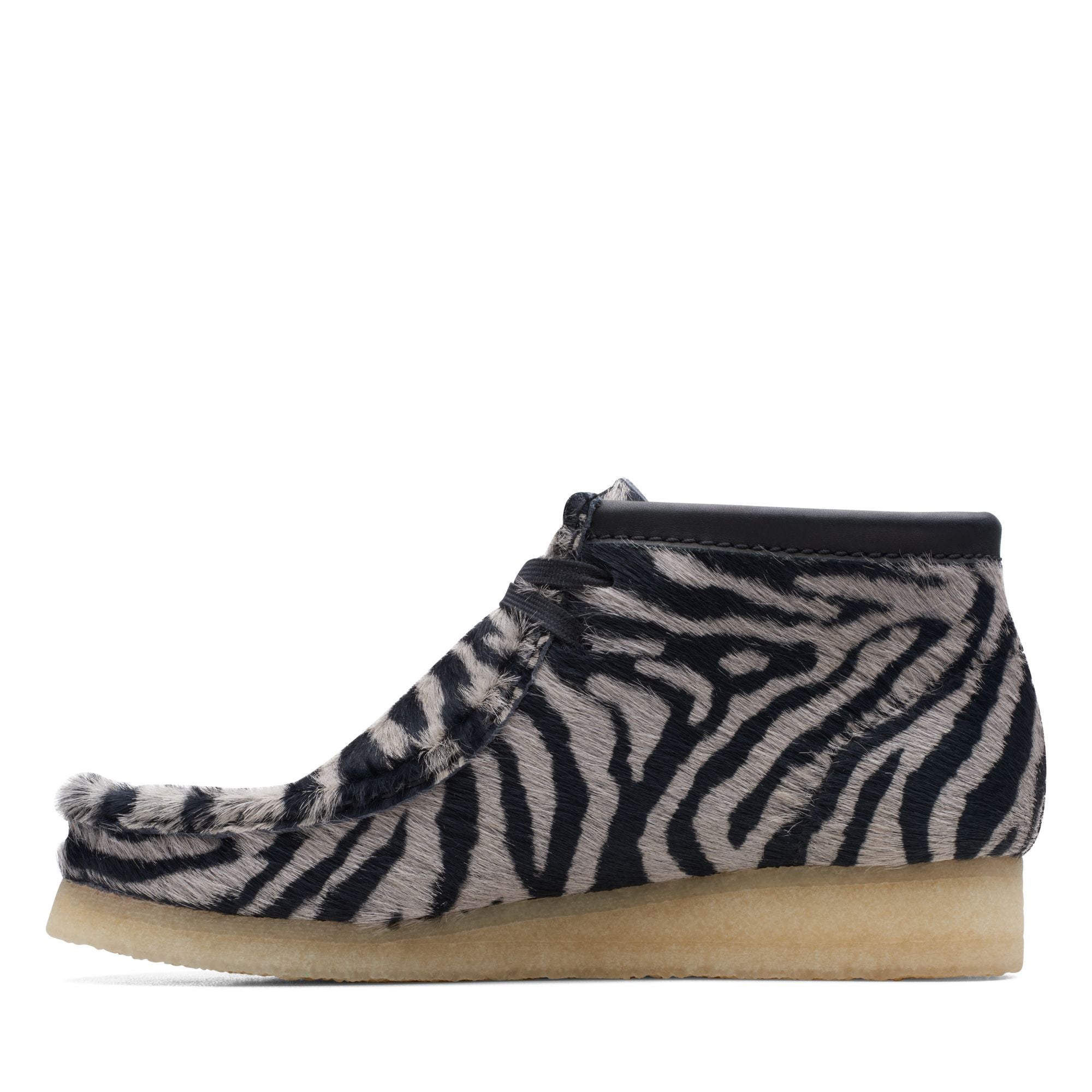 [26172717] WOMENS CLARKS WALLABEE BOOT ZEBRA PRINT