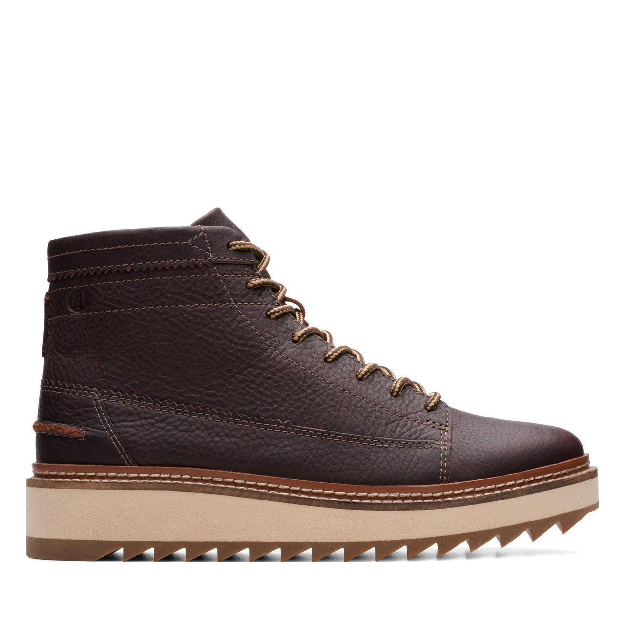 MENS CLARKS CLARKHILL HI brown leather lace-up boot with cushioned insole and durable rubber outsole