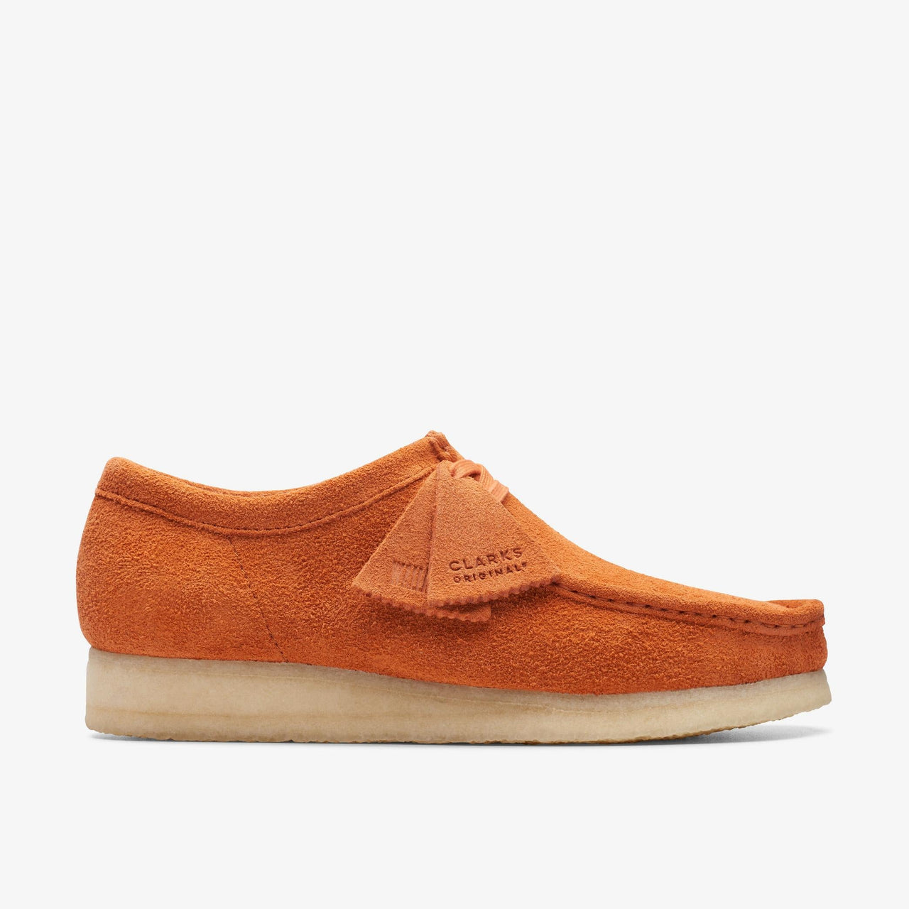 Mens Clarks Wallabee Burnt Orange shoes for casual and stylish wear