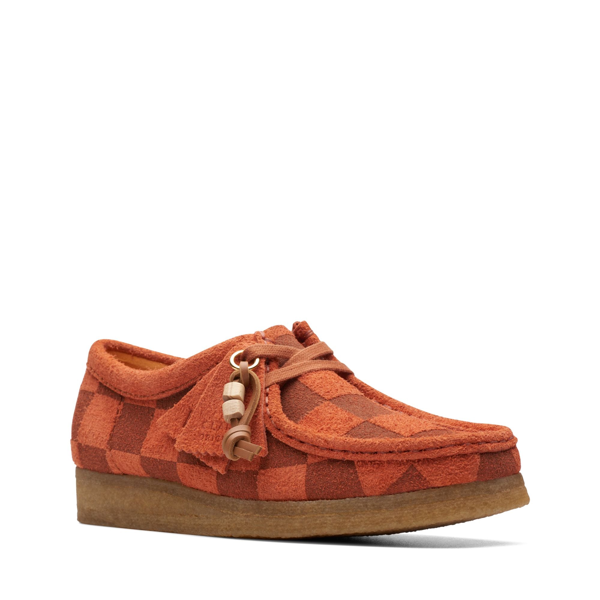 [26174011] WOMENS CLARKS WALLABEE ORANGE CHECK