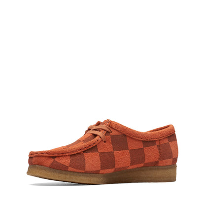 [26174011] WOMENS CLARKS WALLABEE ORANGE CHECK
