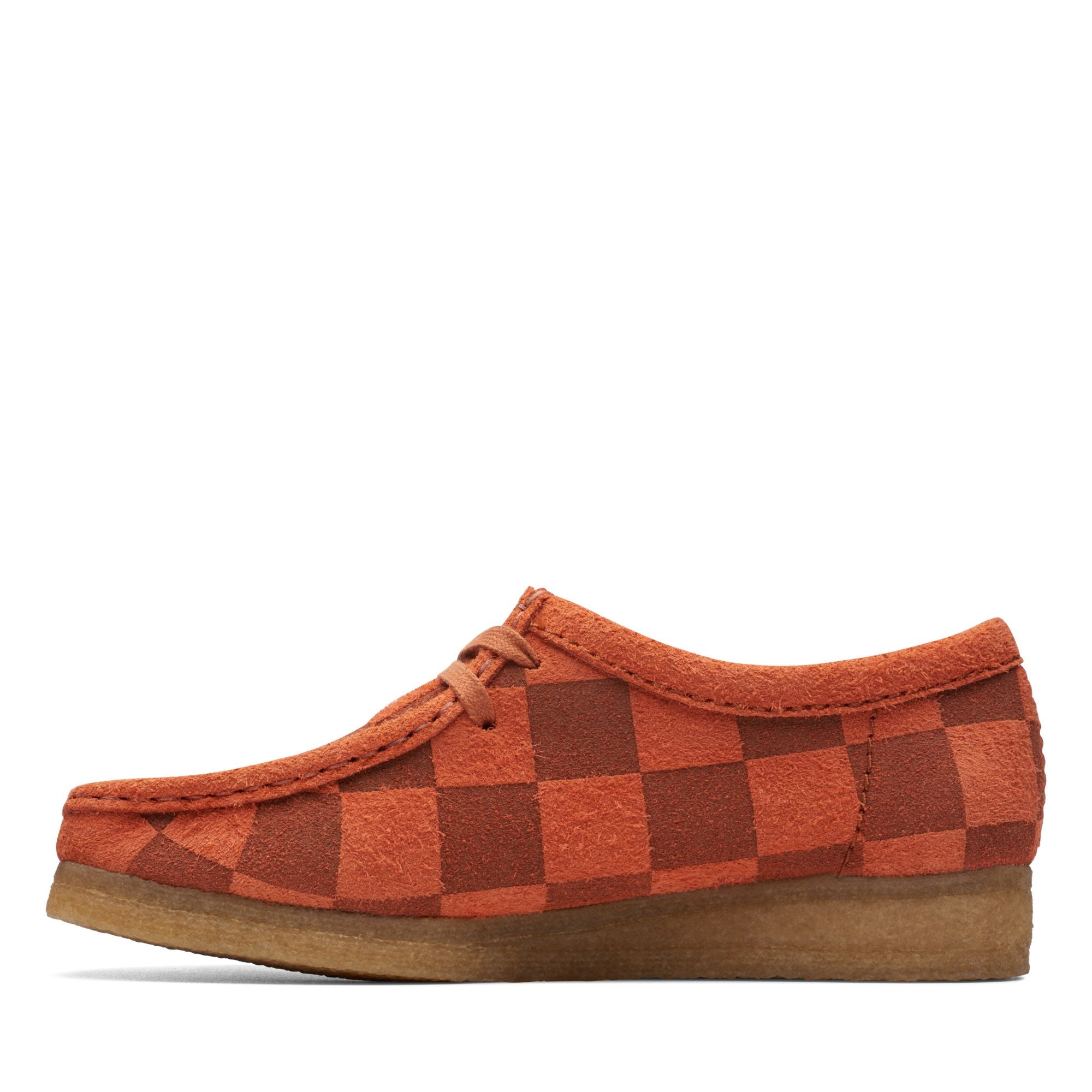 [26174011] WOMENS CLARKS WALLABEE ORANGE CHECK