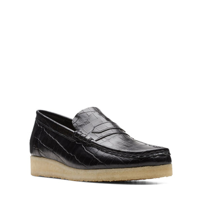 [26174016] WOMENS CLARKS WALLABEELOAFER BLACK CROC