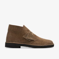 Thumbnail for Mens Clarks Desert Boot in Dark Grey Suede, front view with laces 