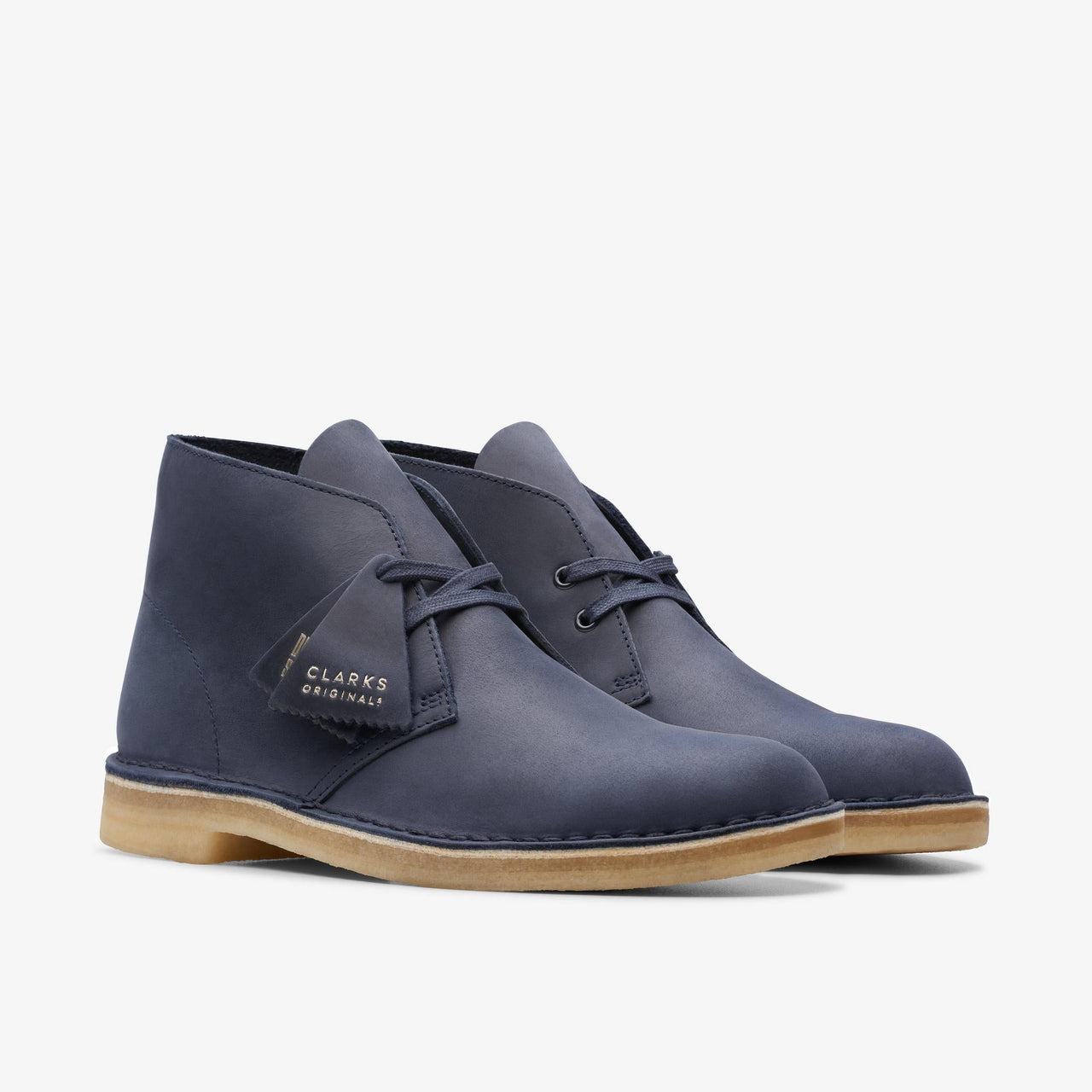 Men's Clarks Desert Boot in Navy Leather with Classic Design and Comfortable Fit