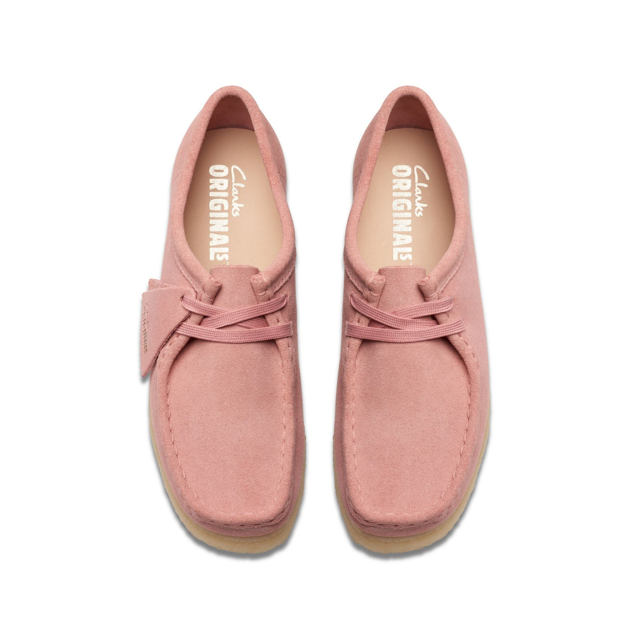 WOMENS CLARKS WALLABEE in sand suede styled with casual outfit