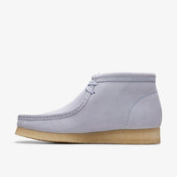 Thumbnail for A close-up image of the Mens Clarks Wallabee Boot in Cloud Grey Suede, showcasing its stylish design and high-quality craftsmanship