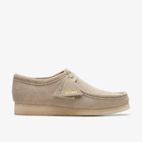 Thumbnail for Mens Clarks Wallabee Pale Grey Shoes - Front View