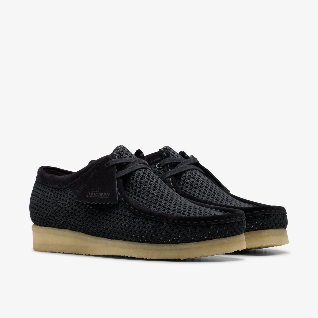 High-Quality Mens Clarks Wallabee Black Mesh Shoe for Everyday Wear