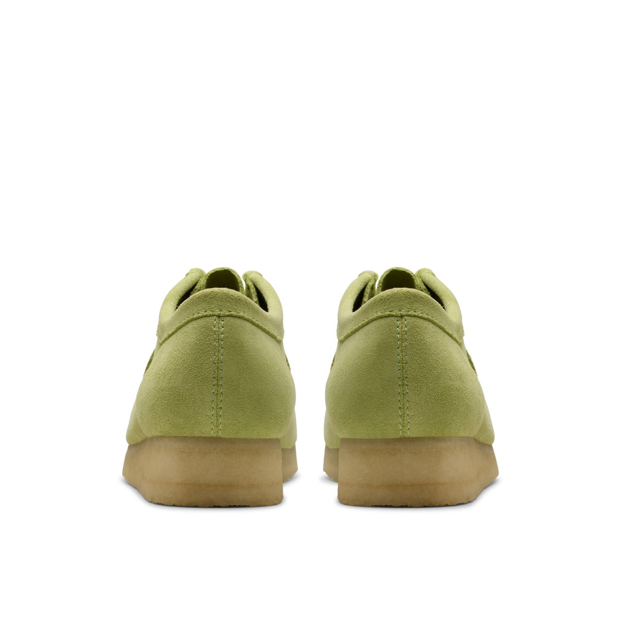 Pair of MENS CLARKS WALLABEE shoes in olive green suede