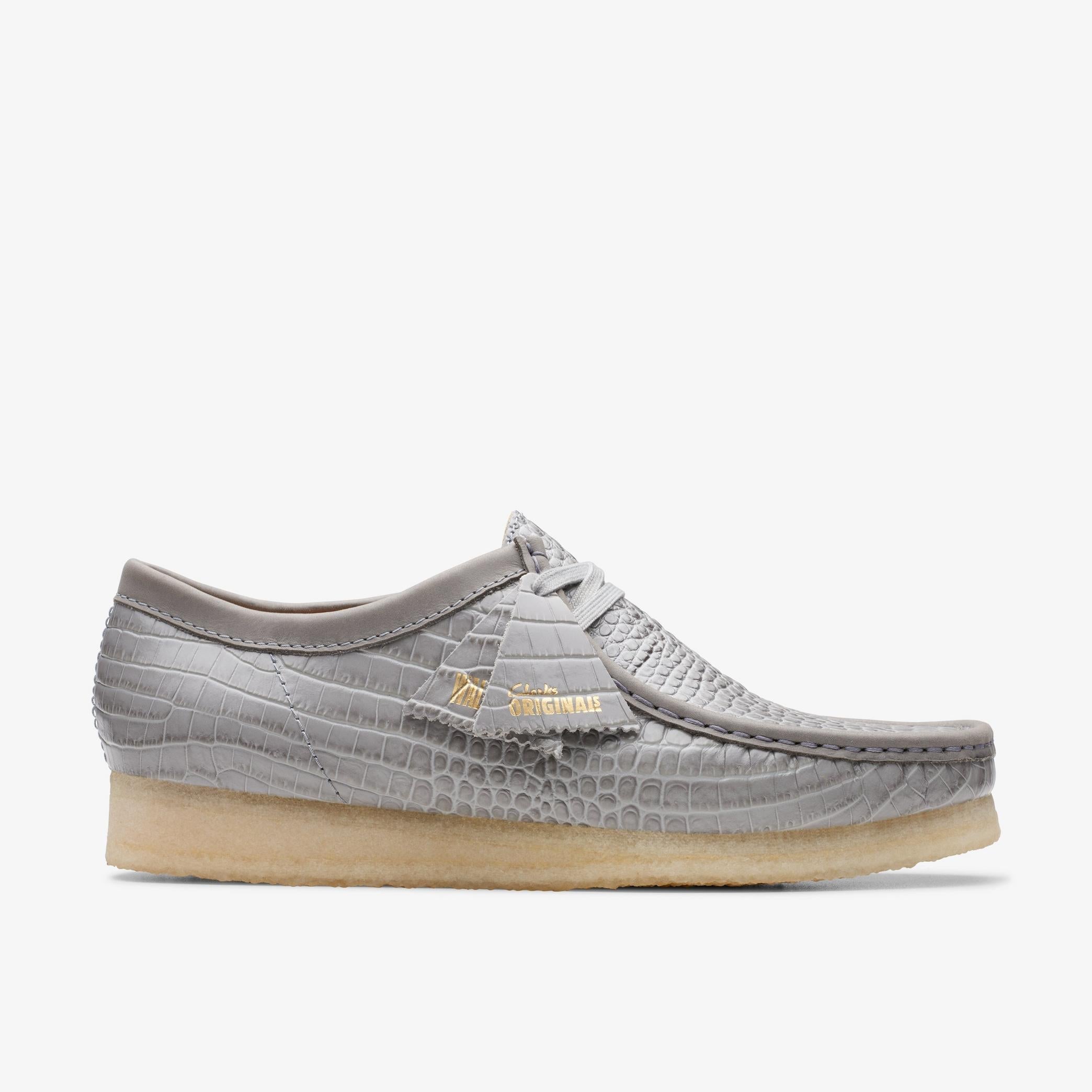 [26176573] Mens CLARKS WALLABEE - GREY CROCODILE PRINT