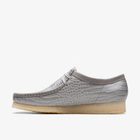 Thumbnail for Stylish mens Clarks Wallabee in a unique grey crocodile pattern