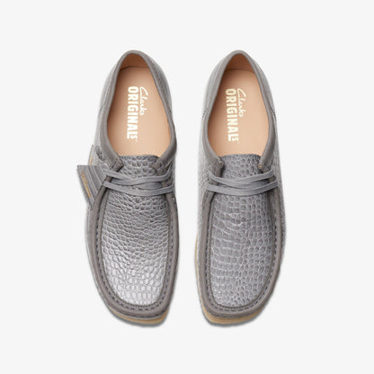 [26176573] Mens CLARKS WALLABEE - GREY CROCODILE PRINT