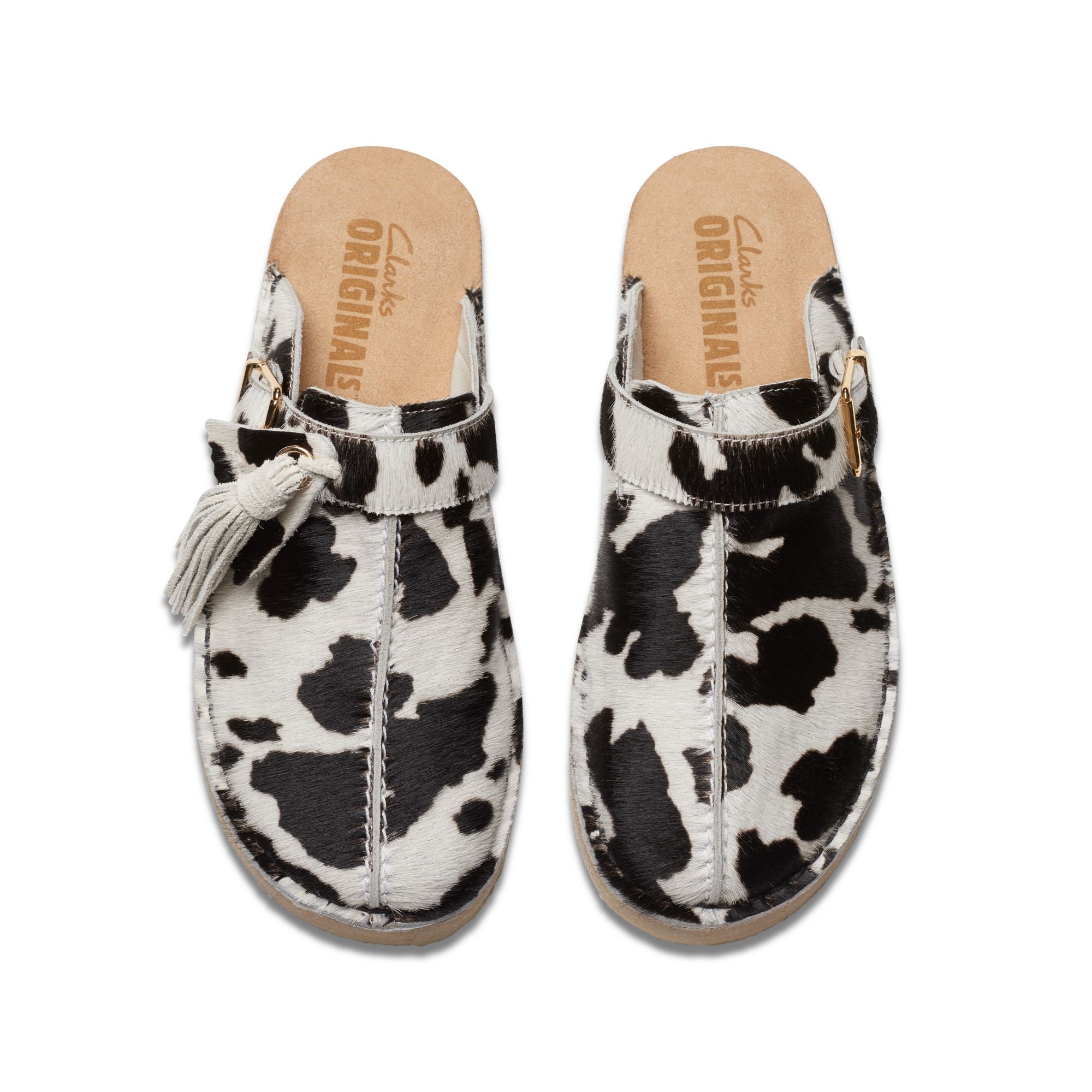 [26176671] WOMENS CLARKS TREK MULE COW PRINT HAIRON