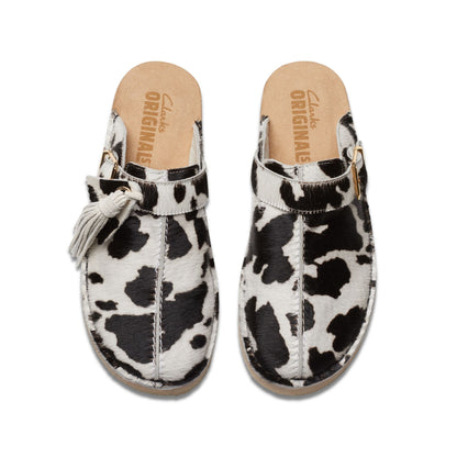 [26176671] WOMENS CLARKS TREK MULE COW PRINT HAIRON