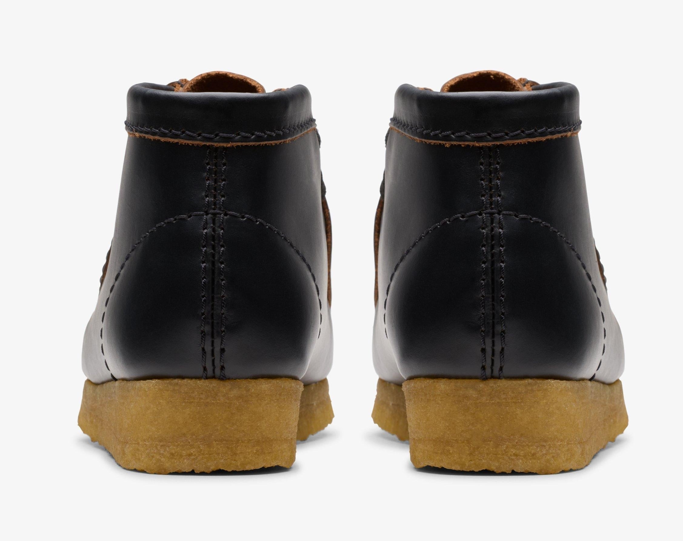 [26177715] WOMENS CLARKS WALLABEE BOOT BLACK SMOOTH LEATHER