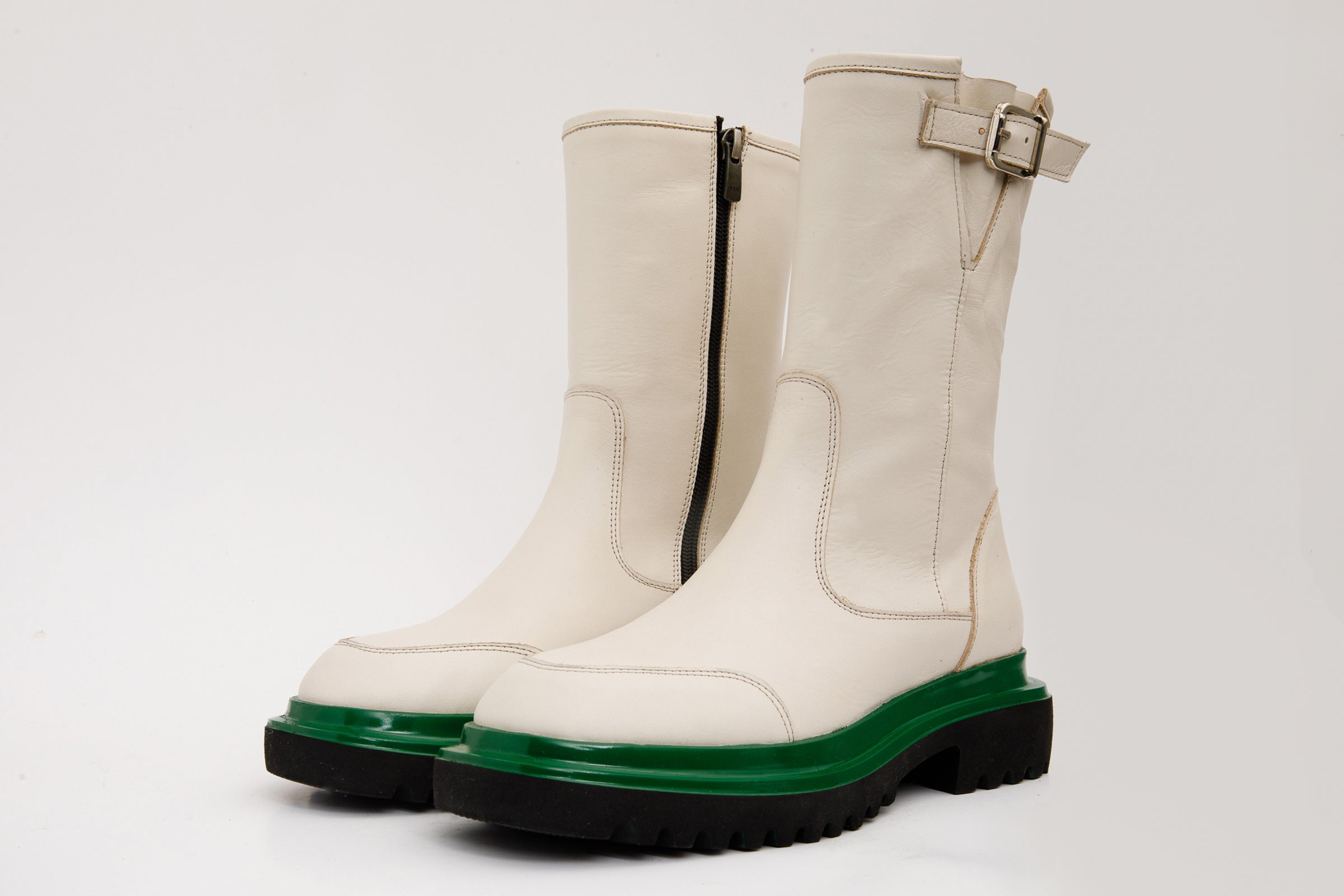 The Yako Cream Leather Mid Calf Women Boot Final Sale!
