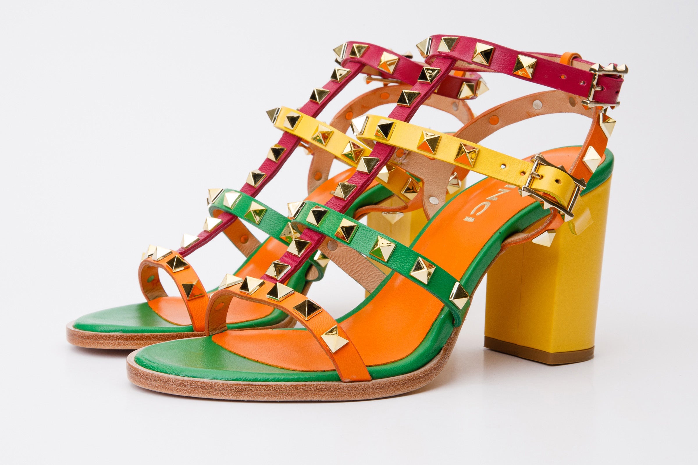 The Nejapa Block Heel Multicolor Leather Women Sandal