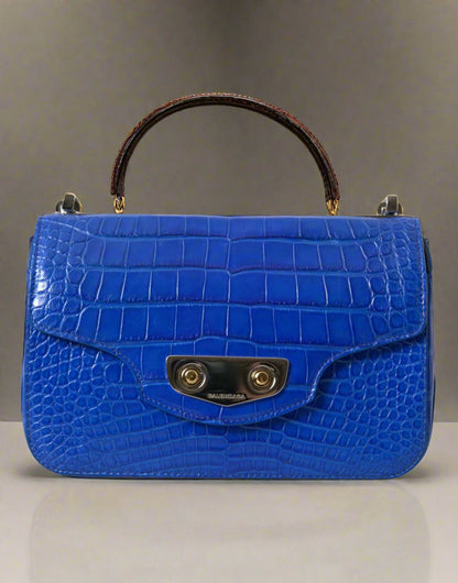 Balenciaga Alligator Leather Mini Shoulder Bag Blue