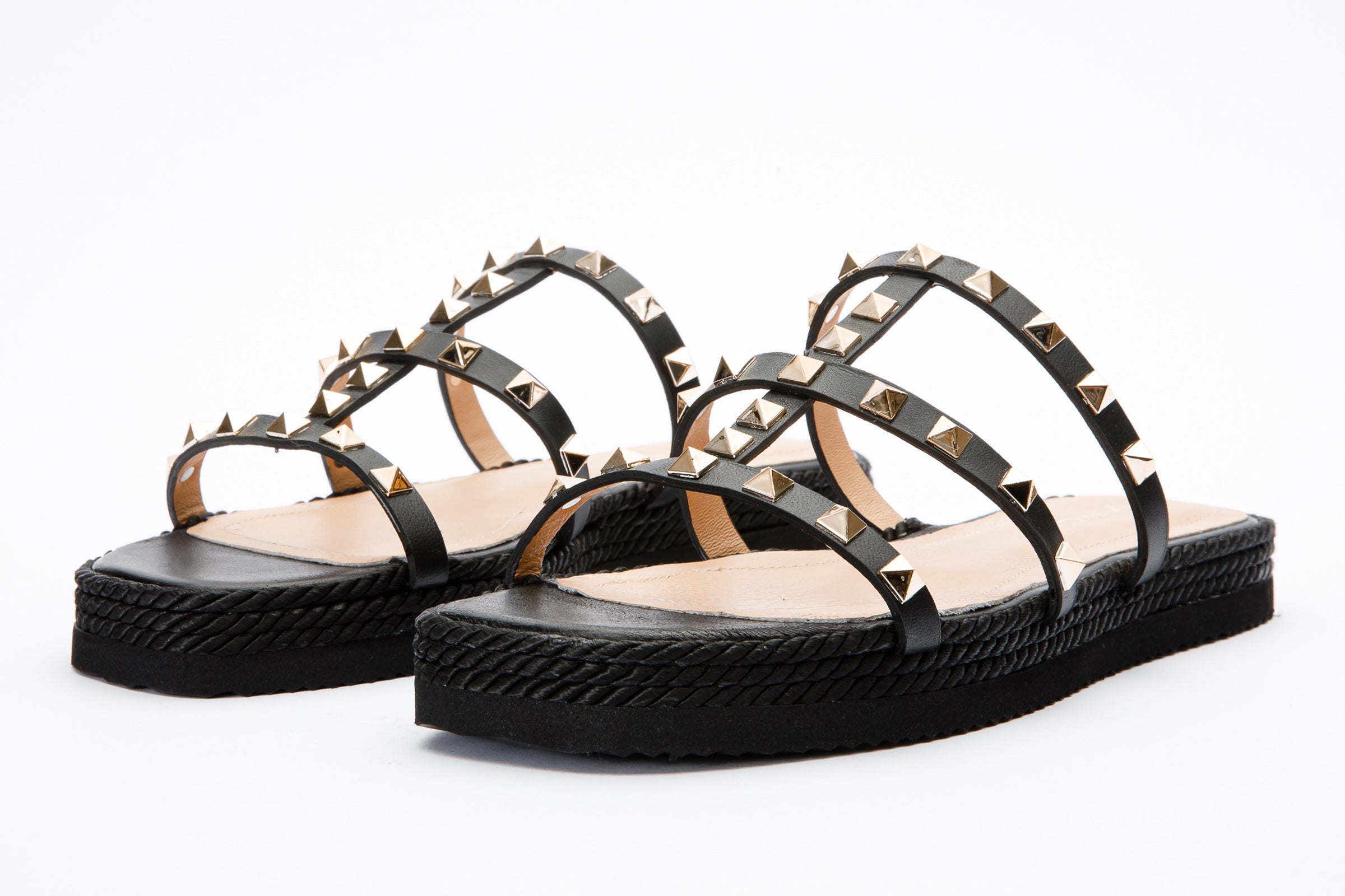The Seul Black Leather Multi Strap Flat Women Sandal Final Sale!