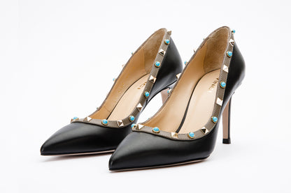 The Tikapur Black Leather Pump Women Shoe Final Sale!