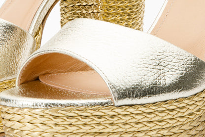 The Tampico Platform Heel Gold Leather Women Sandal