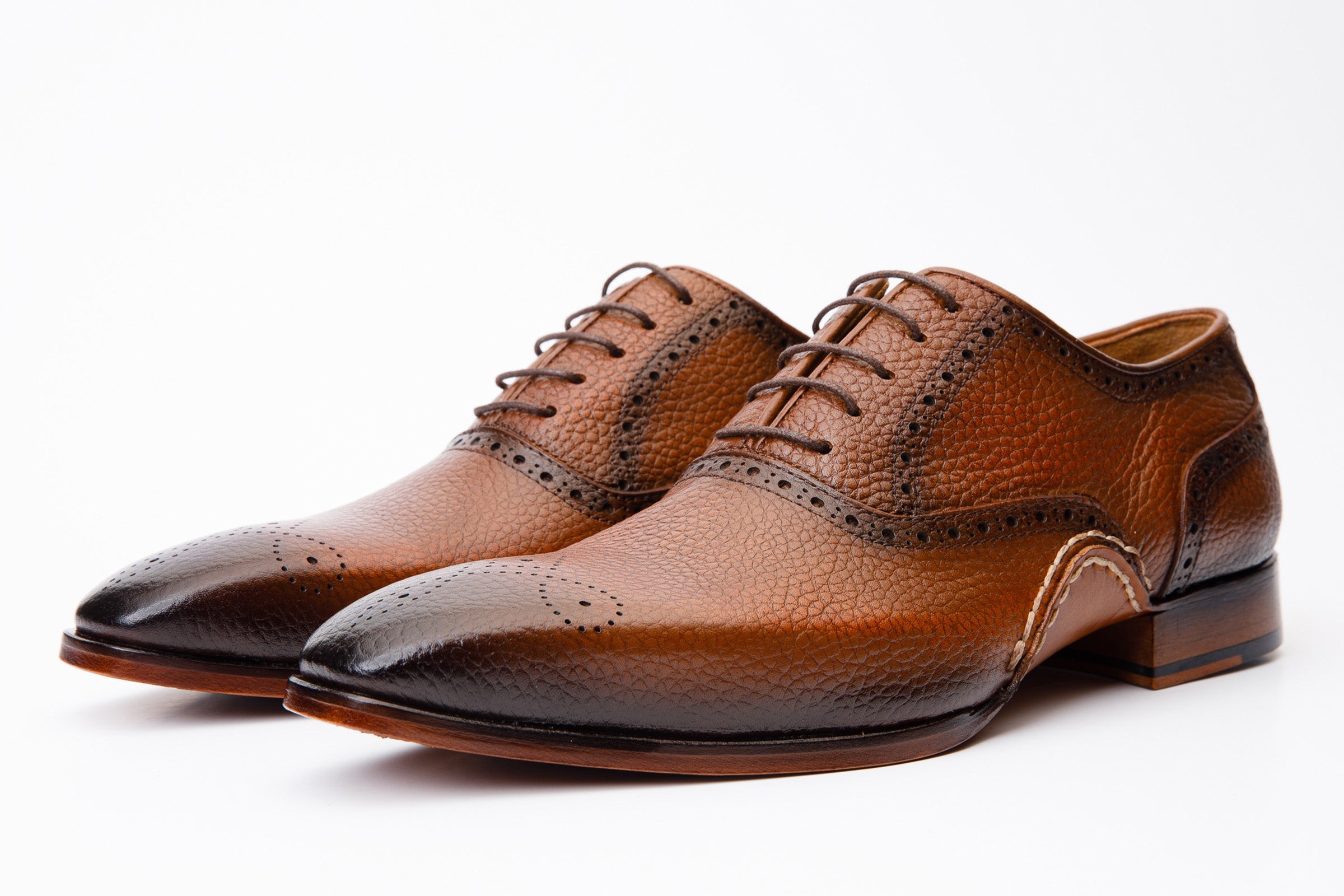 Vinci Leather Shoes The Draco Handmade Tan Semi Brogue Oxford Men Shoe