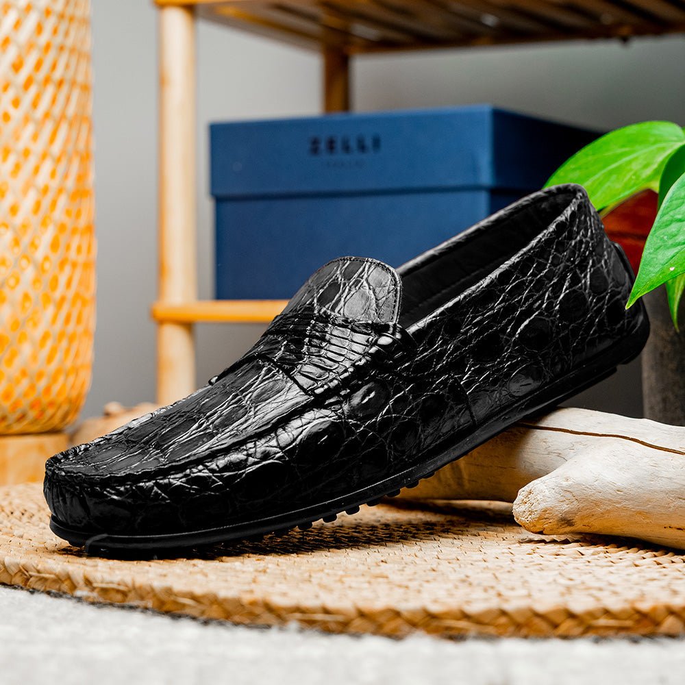 31 - 103 - Bkm Monza Crocodile Driver, Black Shop by Zelli Italia – Don't Panic Shoes