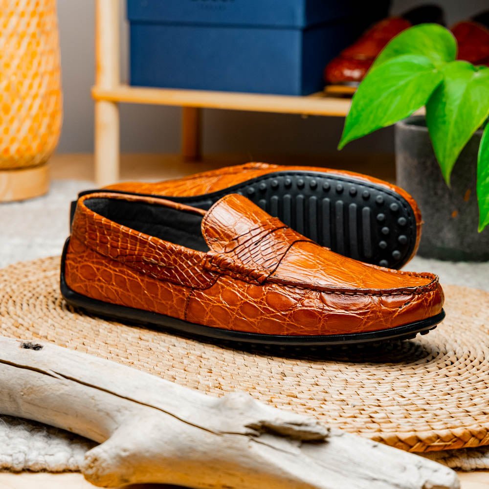 31 - 103 - Cgm Monza Crocodile Driver, Cognac Shop by Zelli Italia – Don't Panic Shoes