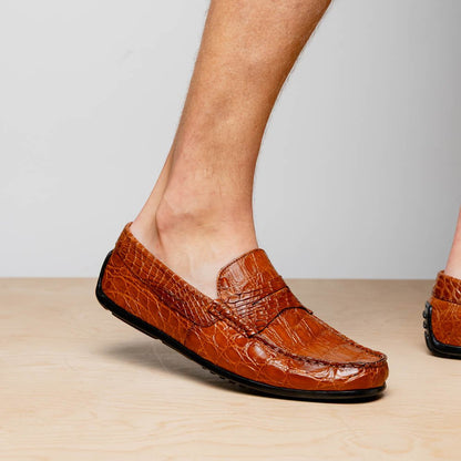 31 - 103 - Cgm Monza Crocodile Driver, Cognac Shop by Zelli Italia – Don't Panic Shoes