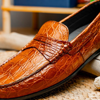 31 - 103 - Cgm Monza Crocodile Driver, Cognac Shop by Zelli Italia – Don't Panic Shoes