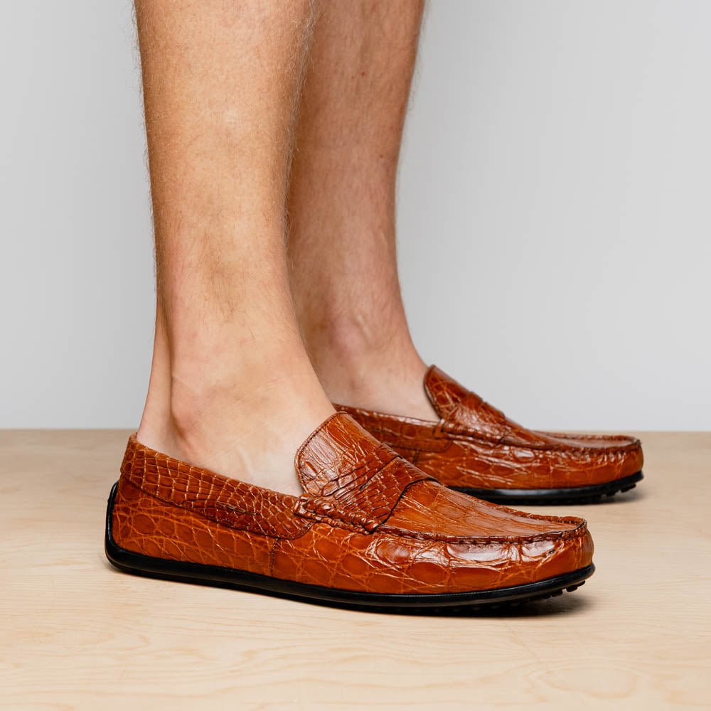 31 - 103 - Cgm Monza Crocodile Driver, Cognac Shop by Zelli Italia – Don't Panic Shoes