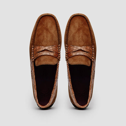 31 - 160 - Cgn Monza Sueded Calfskin With Crocodile Driver, Cognac Shop by Zelli Italia – Don't Panic Shoes