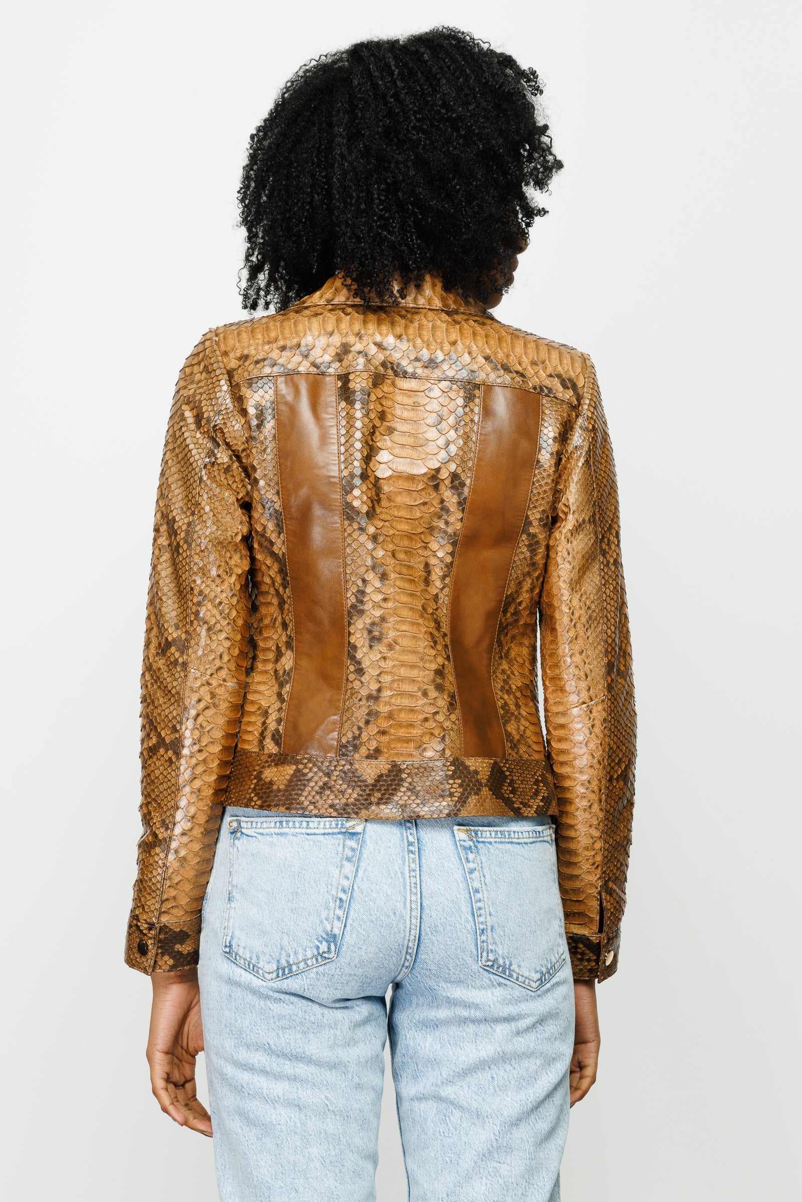 The Nayro Pythn Tan Leather Women Jacket