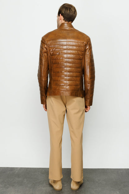 The Wilkerson Tan Leather Men Jacket