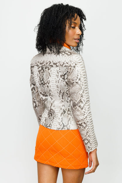 The Queen Pythn Leather Naturel Color Skin Women Jacket